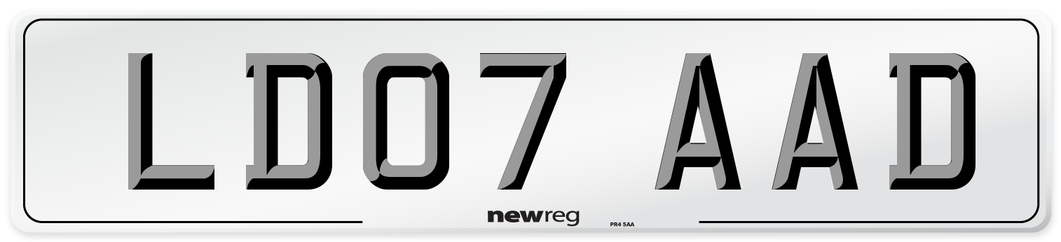 LD07 AAD Number Plate from New Reg